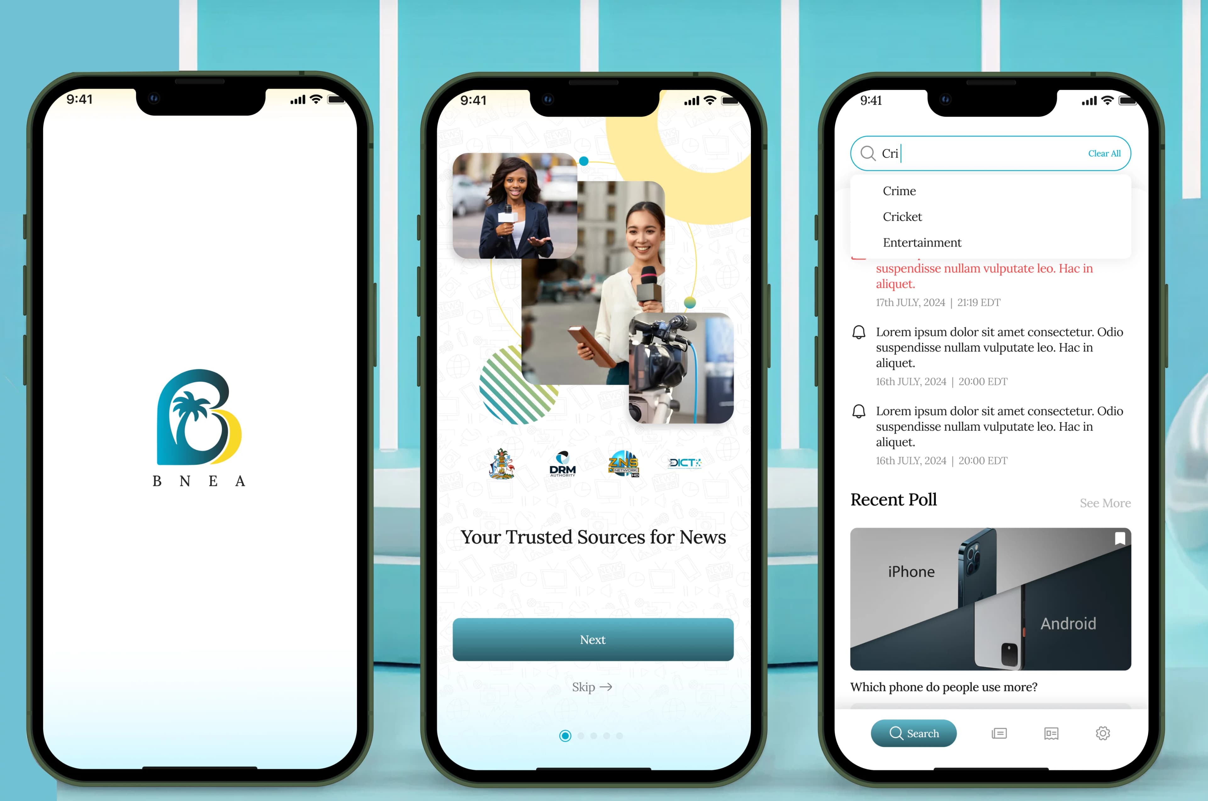 BNEA App Screens